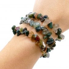 Natural Chip Bead Stretch Bracelet - Indian Agate - 1pc