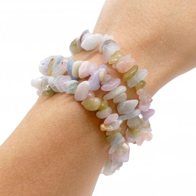 Natural Chip Bead Stretch Bracelet - Morganite - 1pc