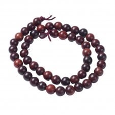Natural Wood Beads Round 6mm - Red/Brown - 15" String (65 beads apx)