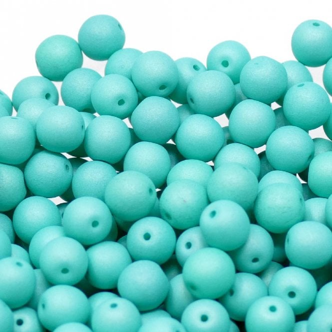Neon Beads Round Czech Glass 4mm - Mint - 50pk