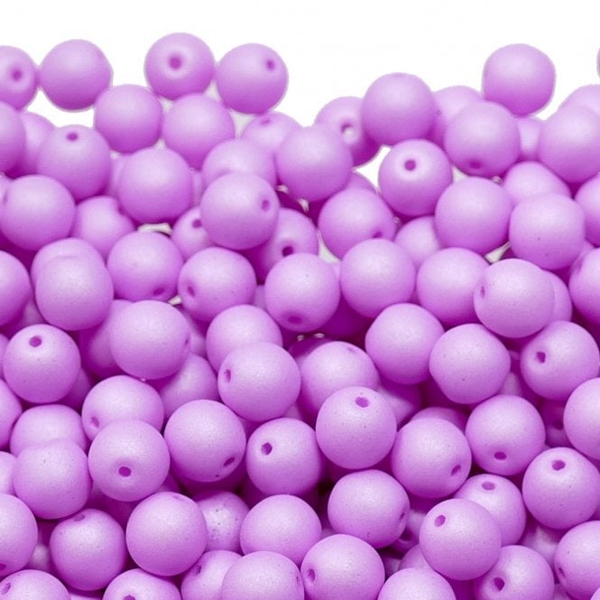 Neon Beads Round Czech Glass 4mm - Soft Lilac - 50pk