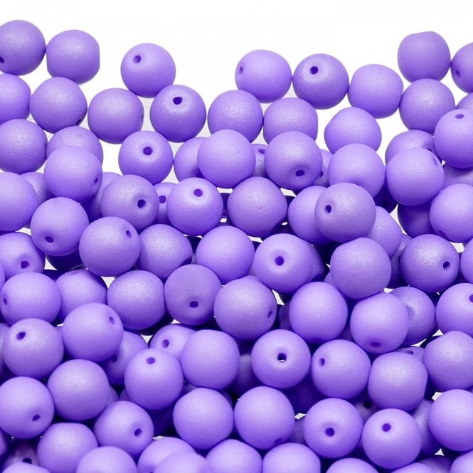 Neon Beads Round Czech Glass 6mm - Lavender - 25pk