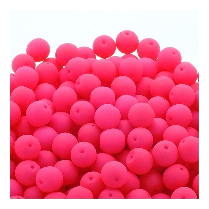 Neon Beads Round Czech Glass 6mm - Pink - 25pk