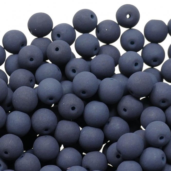 Neon Beads Round Czech Glass 8mm - Inky Blue - 25pk