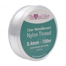 Nylon/Monofilament Beading Thread 0.4mm - Clear - 100 Metre Roll