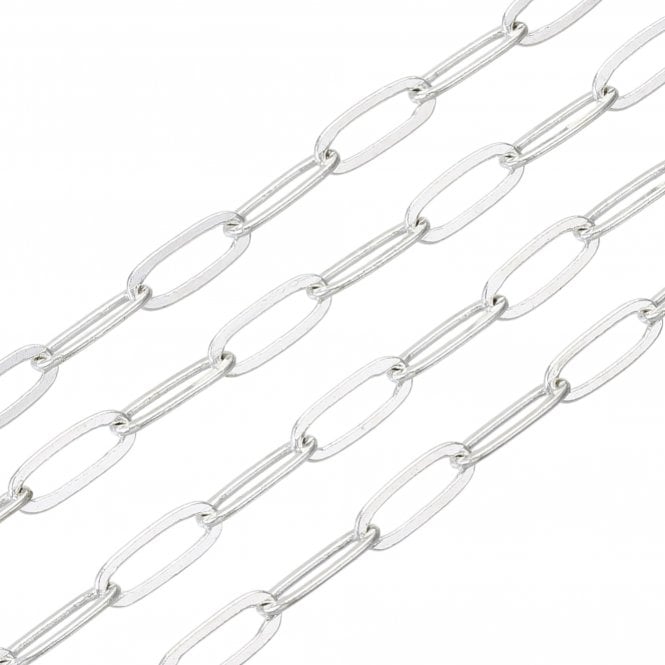 Paperclip Link Chain 11x4mm - Silver Plated - 1m