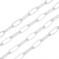 Paperclip Link Chain 11x4mm - Silver Plated - 1m