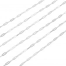 Paperclip Link Chain 7.5x3mm - Silver Plated - 1m