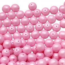 Pastel Beads Czech Round Glass 6mm - Soft Pink - 25pk