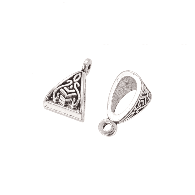 Pendant Bail & Loop Tibetan Style 15x10mm - Antique Silver - 10pcs