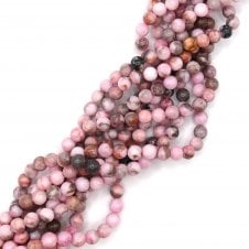Pink Zebra Jasper Semi Precious Stones 6mm - 39cm String