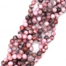Pink Zebra Jasper Semi Precious Stones 8mm - 39cm String