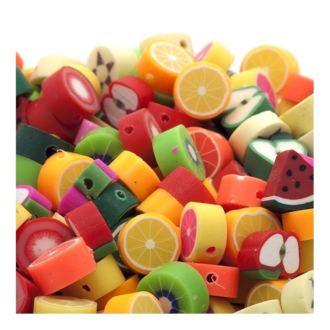 Polymer Clay Beads 10mm - Fruit Mix - 20pk
