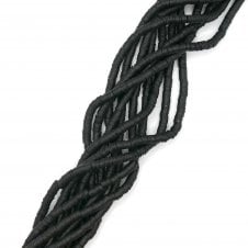 Polymer Clay Heishi Beads 6mm - Flat Round Disc - Black  - 1 String (400pcs approx)