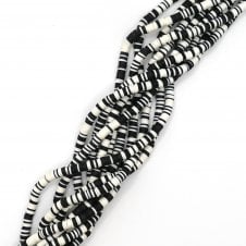 Polymer Clay Heishi Beads 6mm - Flat Round Disc - Black/White - 1 String (400pcs approx)