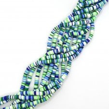 Polymer Clay Heishi Beads 6mm - Flat Round Disc - Blue/Green - 1 String (400pcs approx)