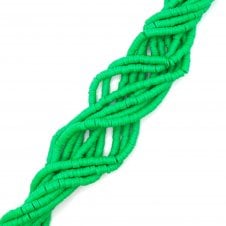 Polymer Clay Heishi Beads 6mm - Flat Round Disc - Bright Green - 1 String (400pcs approx)