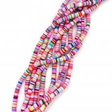 Polymer Clay Heishi Beads 6mm - Flat Round Disc - Bright/Multi - 1 String (400pcs approx)