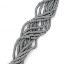 Polymer Clay Heishi Beads 6mm - Flat Round Disc - Dark Grey  - 1 String (400pcs approx)