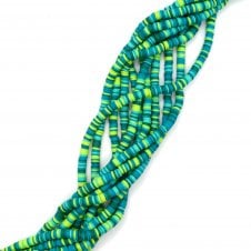 Polymer Clay Heishi Beads 6mm - Flat Round Disc - Green/Teal - 1 String (400pcs approx)