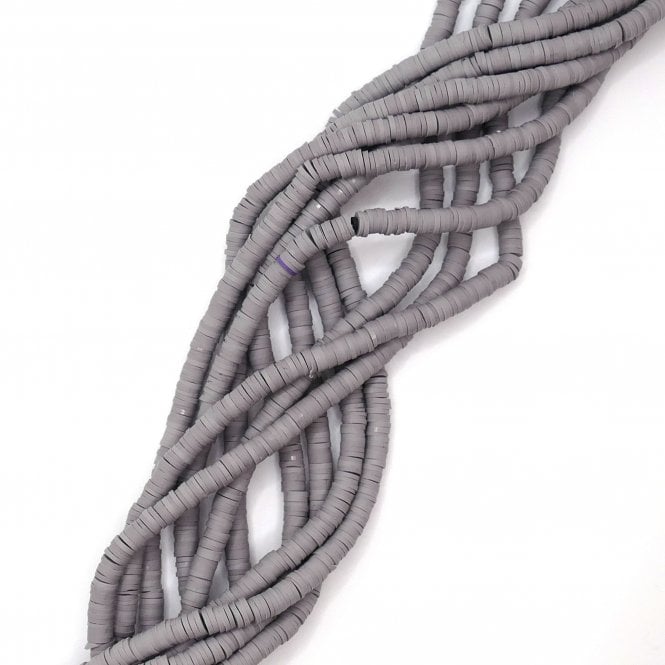 Polymer Clay Heishi Beads 6mm - Flat Round Disc - Grey  - 1 String (400pcs approx)