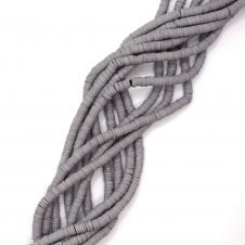 Polymer Clay Heishi Beads 6mm - Flat Round Disc - Grey  - 1 String (400pcs approx)