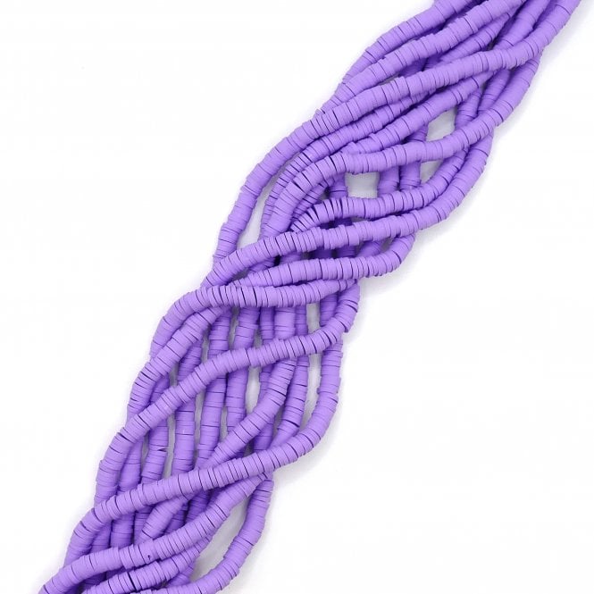 Polymer Clay Heishi Beads 6mm - Flat Round Disc - Lavender  - 1 String (400pcs approx)