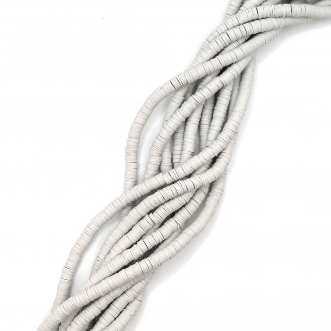 Polymer Clay Heishi Beads 6mm - Flat Round Disc - Light Grey  - 1 String (400pcs approx)