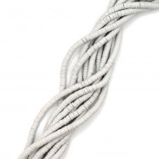 Polymer Clay Heishi Beads 6mm - Flat Round Disc - Light Grey  - 1 String (400pcs approx)