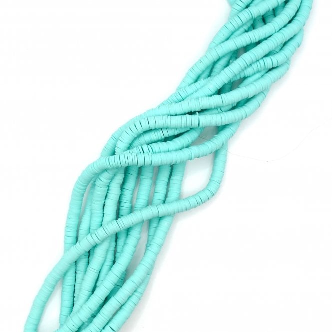 Polymer Clay Heishi Beads 6mm - Flat Round Disc - Light Turquoise - 1 String (400pcs approx)