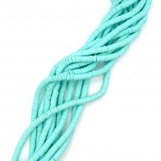 Polymer Clay Heishi Beads 6mm - Flat Round Disc - Light Turquoise - 1 String (400pcs approx)