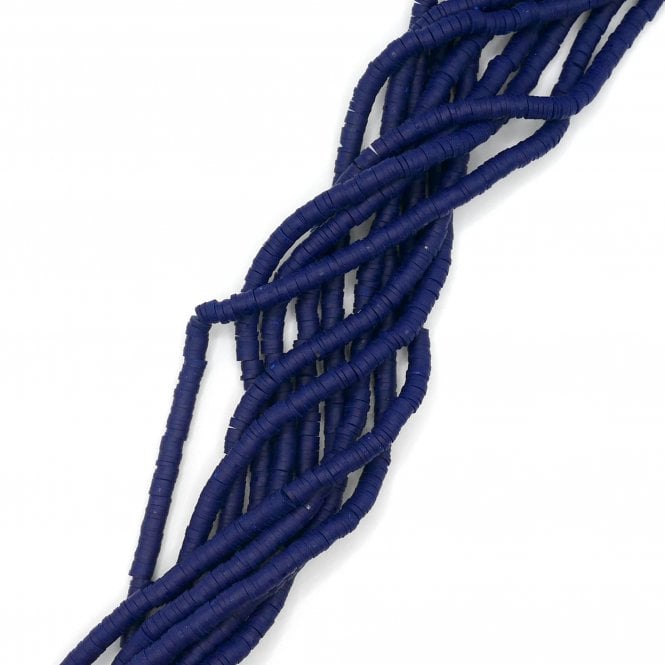 Polymer Clay Heishi Beads 6mm - Flat Round Disc - Navy Blue - 1 String (400pcs approx)