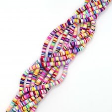 Polymer Clay Heishi Beads 6mm - Flat Round Disc - Pastel/Multi - 1 String (400pcs approx)