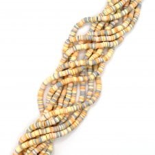 Polymer Clay Heishi Beads 6mm - Flat Round Disc - Peach/Grey - 1 String (400pcs approx)