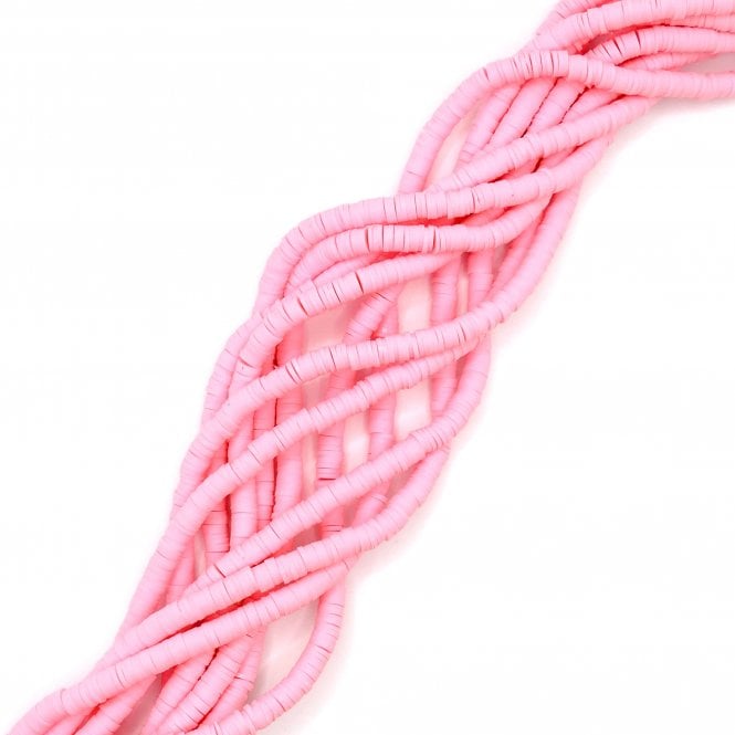 Polymer Clay Heishi Beads 6mm - Flat Round Disc - Pink  - 1 String (400pcs approx)