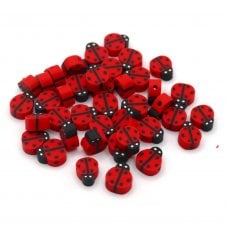 Polymer Clay Ladybird 10x8mm Bead Mix - Red/Black - 20pcs