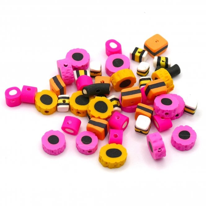 Polymer Clay Liquorice All-Sorts 10mm Bead Mix - Multicoloured - 10pcs