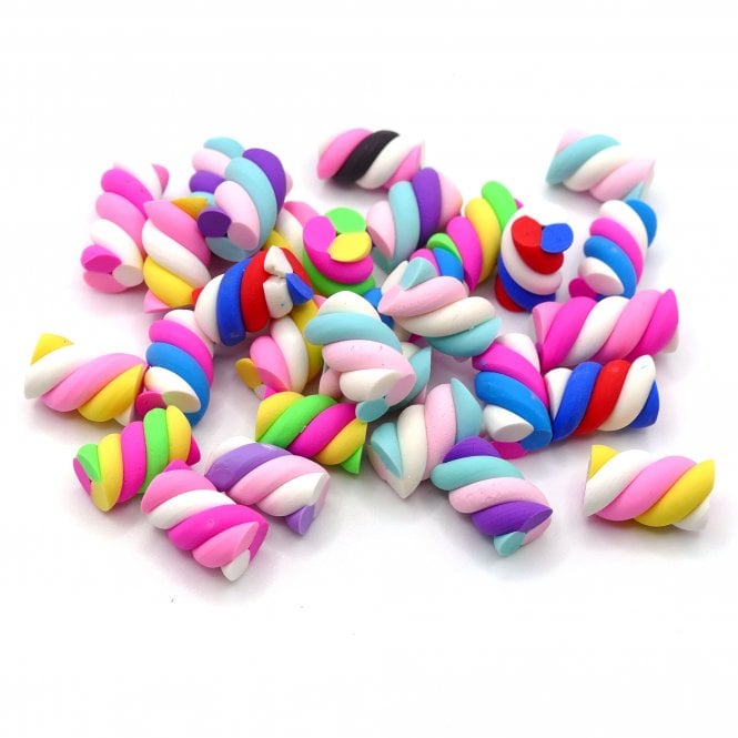 Polymer Clay Marshmallows (NO HOLE) 15x9mm Cabochon Mix - Multicoloured - 10pcs