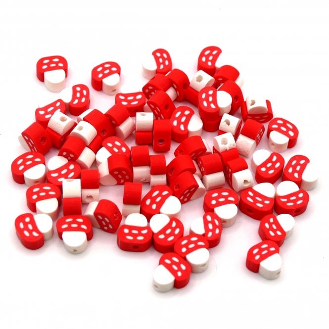 Polymer Clay Mushrooms 10x9mm Bead Mix - Multicoloured - 20pcs