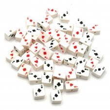 Polymer Clay Playing Cards 9x7mm Bead Mix - Black/White/Red - 25pcs