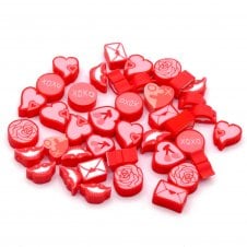 Polymer Clay Valentine/Love 10mm Bead Mix - Red/White - 20pcs