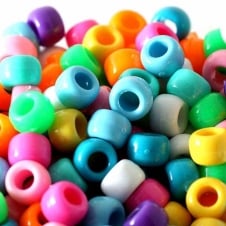 Pony Beads Plastic Barrel 6x8mm - Bright Opaque Mix - 100pk