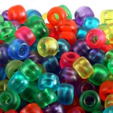 Pony Beads Plastic Barrel 6x8mm - Frosted Transparent Mix - 100pk