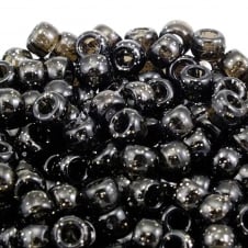 Pony Beads Plastic Barrel 6x8mm - Glitter Black - 100pk