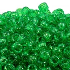 Pony Beads Plastic Barrel 6x8mm - Glitter Light Green - 100pk
