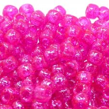 Pony Beads Plastic Barrel 6x8mm - Glitter Pink - 100pk