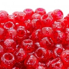 Pony Beads Plastic Barrel 6x8mm - Glitter Red - 100pk