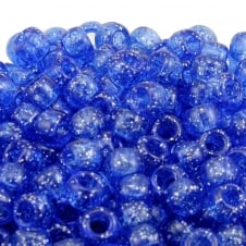 Pony Beads Plastic Barrel 6x8mm - Glitter Royal Blue - 100pk