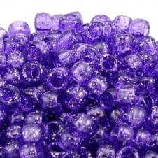 Pony Beads Plastic Barrel 6x8mm - Glitter Violet - 100pk