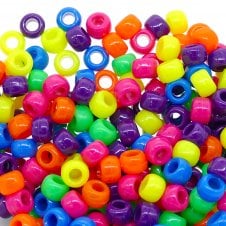 Pony Beads Plastic Barrel 6x8mm - Neon Mix - 100pk